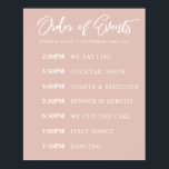 Blush Order of Events Wedding Day Schedule Poster<br><div class="desc">This wedding poster is the perfect way to let your guests know the timeline for your wedding day.</div>