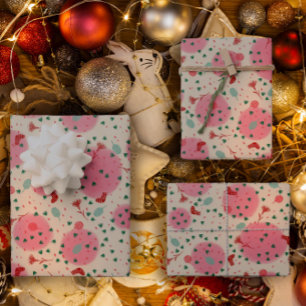 Blush Ornaments & Stockings – Retro Christmas Wrapping Paper Sheet