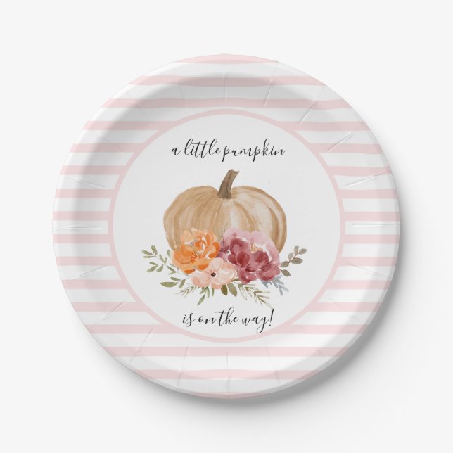 Blush Our Little Pumpkin is On The Way Plates  (Front)