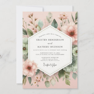 Blush Painterly Botanical Wedding Invitation