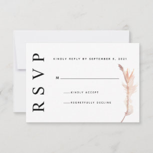 Blush Pampas Grass Minimalist Wedding RSVP Card