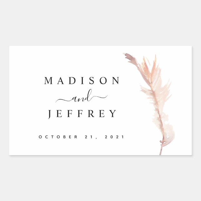 Blush Pampas Grass Minimalist Wedding Sticker (Front)