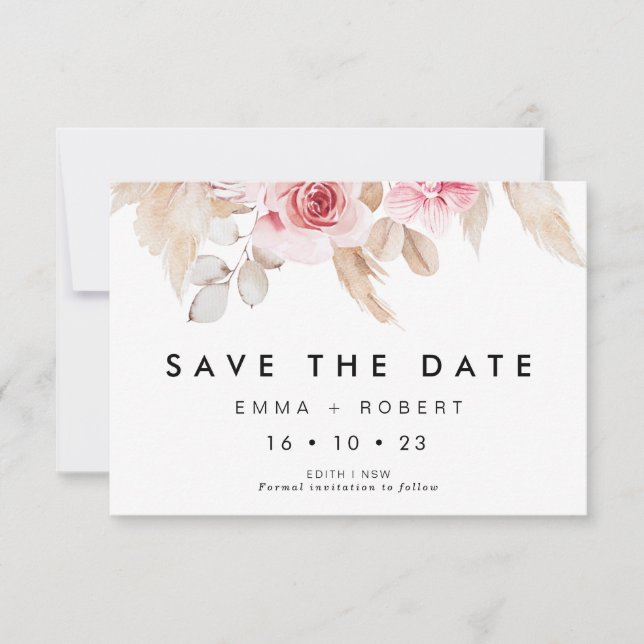 Blush Pampas Grass Wedding Enregistrer La Carte Da (Devant)