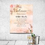 Blush pampas rose floral wedding program timeline poster<br><div class="desc">A modern,  elegant wedding program,  timeline.  Blush,  rose gold gradient background decorated with pampas grass and blush pink florals,  roses. Personalize and add your names and wedding details. Black coloured letters.  If you have more text it's possible to reduce the line space.</div>