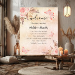Blush pampas rose floral wedding program timeline poster<br><div class="desc">A modern,  elegant wedding program,  timeline.  Blush,  rose gold gradient background decorated with pampas grass and blush pink florals,  roses. Personalize and add your names and wedding details. Black coloured letters.  If you have more text it's possible to reduce the line space.</div>