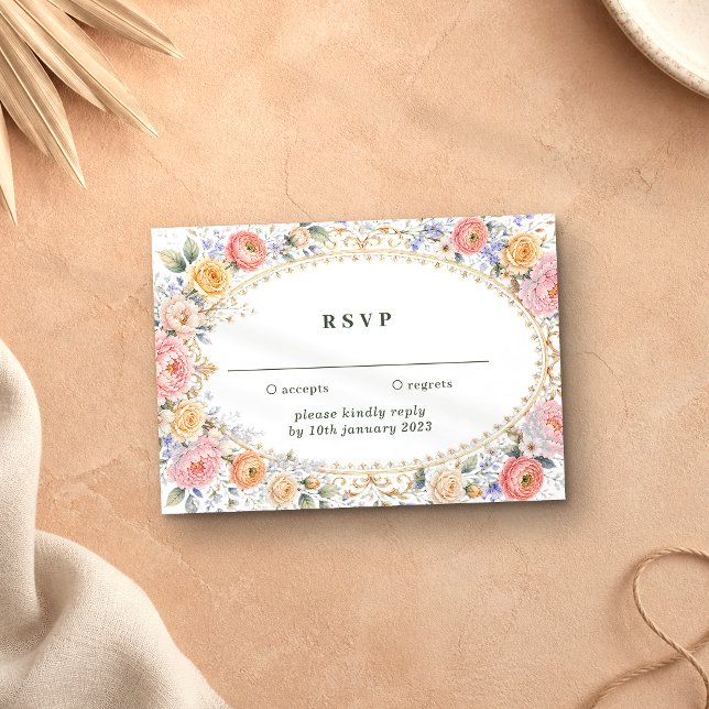Blush Pastel Flowers Kindly reply wedding Invitation (Creator Uploaded)