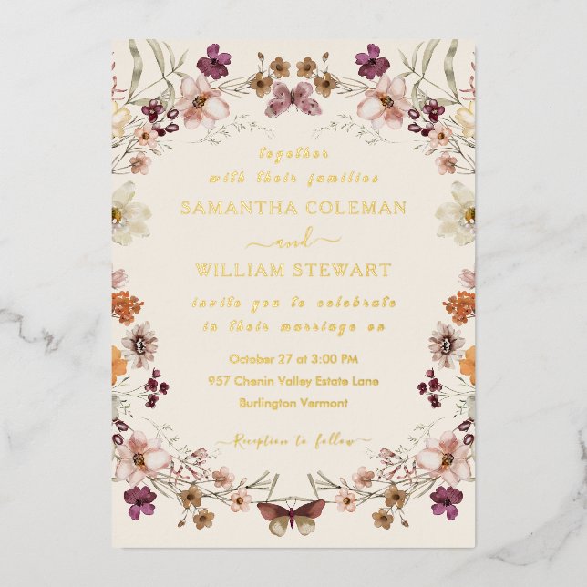 Blush Pastel Wildflower Modern Boho Wedding (Front)