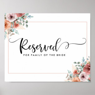 Blush, Peach and Blue Floral Wedding Reserved Sign