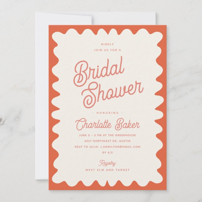Blush Peach Bright Colourful Floral Bridal Shower Invitation (Front)