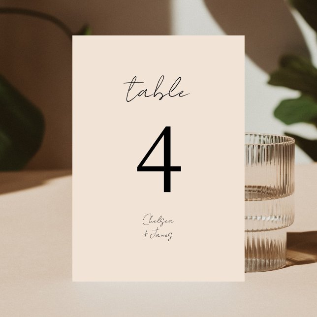Blush Peach | Chic B&W Minimalist Wedding  Table Number (Creator Uploaded)
