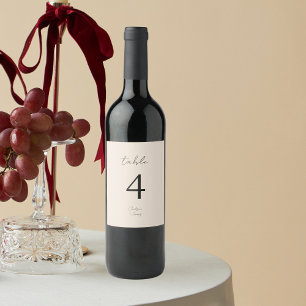 Blush Peach Chic B&W Minimalist Wedding Wine Label