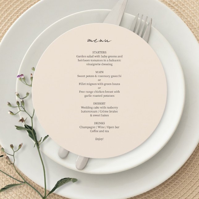 Blush Peach | Chic Custom Minimalist Wedding Menu (Creator Uploaded)