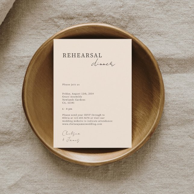 Blush Peach | Chic Minimalist Wedding Rehearsal  Enclosure Card (Creator Uploaded)