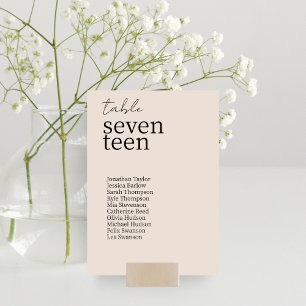 Blush Peach Chic Modern Minimalist Wedding Table Number