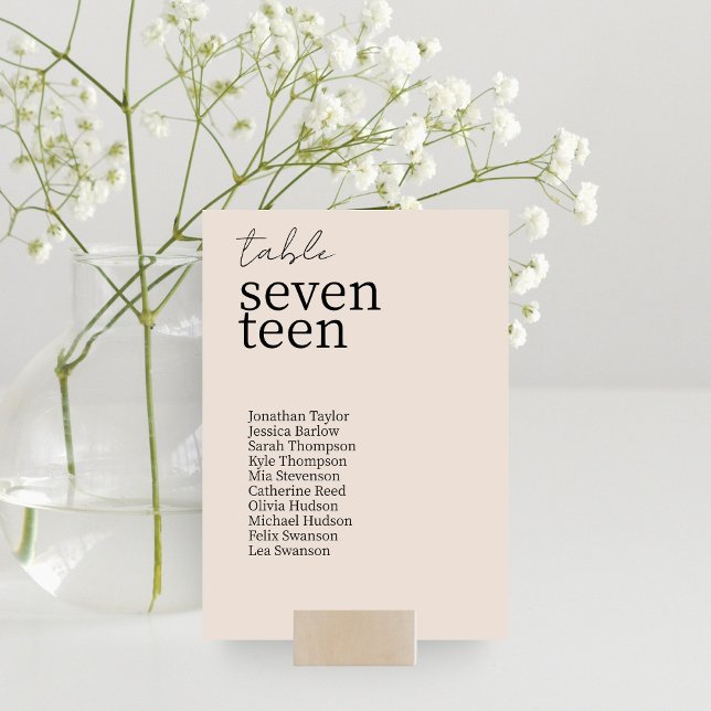 Blush Peach | Chic Modern Minimalist Wedding  Table Number (Creator Uploaded)