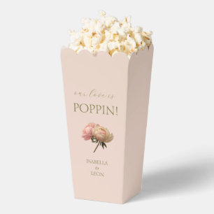 Blush Peach   Chic Rose Bouquet Couple Popcorn  Favor Box