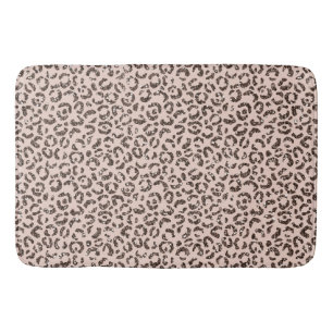 Blush Peach Chocolate Brown Leopard Glitter        Bath Mat