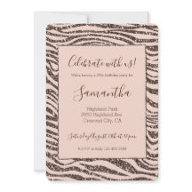 Blush Peach Chocolate Brown Zebra Print Glitter