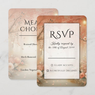 Blush Peach Enchanted Forest Lantern Wedding RSVP Card