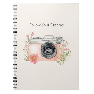 Blush Peach Floral Camera Dreams Notebook