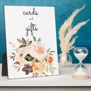 Blush & Peach Floral Cards & Gifts Sign Easel 2 Plaque