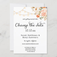 Blush & Peach Floral & Lights Change the Date
