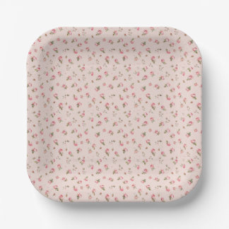 Blush & Peach Floral Paper Plate 