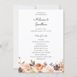 Blush & Peach Floral Wedding Ceremony Program