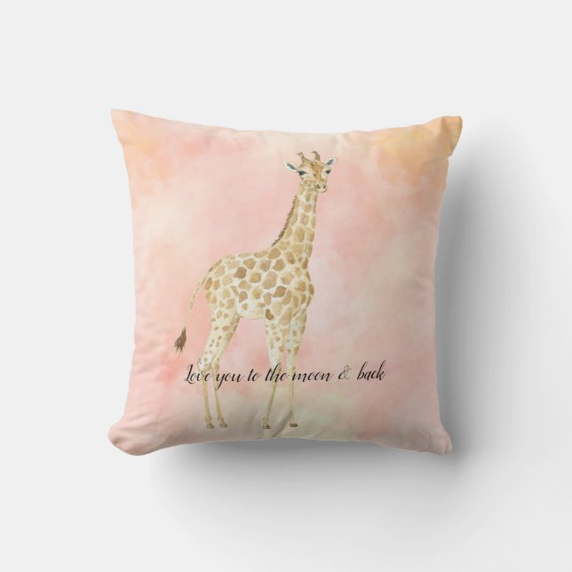 Blush Peach Giraffe     Throw Pillow (Front)