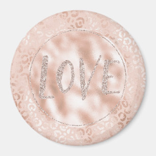 Blush Peach Leopard print Glitter Love    Magnet
