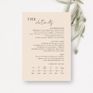 Blush Peach   Minimalist Wedding Details Icons Enclosure Card