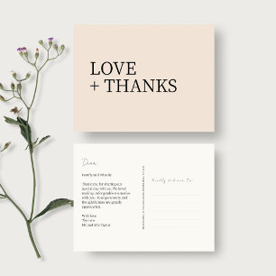 Blush Peach Non-Photo Wedding Thank You Postcard