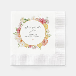 Blush & Peach Pastel Floral Spring Bridal Shower Napkin