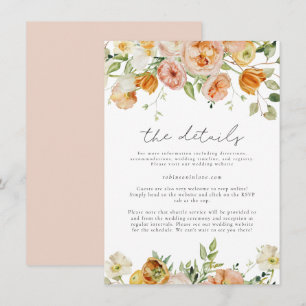 Blush & Peach Pastel Spring Floral Wedding Details Invitation