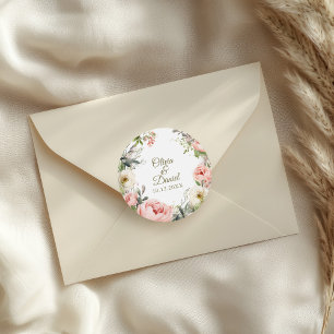 Blush & Peach Peony Wedding Envelope Seal