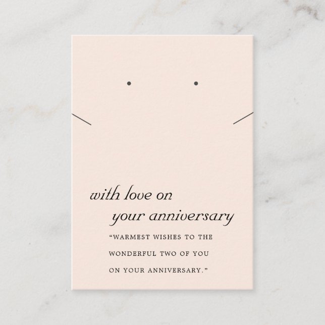 BLUSH PEACH PINK ANNIVERSARY NECKLACE EARRING CARD (Front)