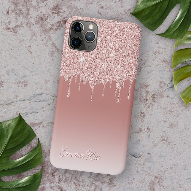 Blush Peach Pink Rose Gold Glitter Art Pattern iPhone Case (Creator Uploaded)