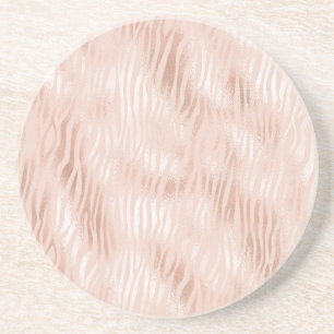Blush Peach Pink Zebra print Coaster