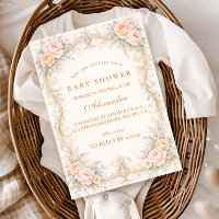 Blush Peach Rose Baroque Baby Shower