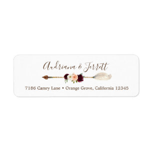 Blush & Peach Rose Boho Arrow Return Address