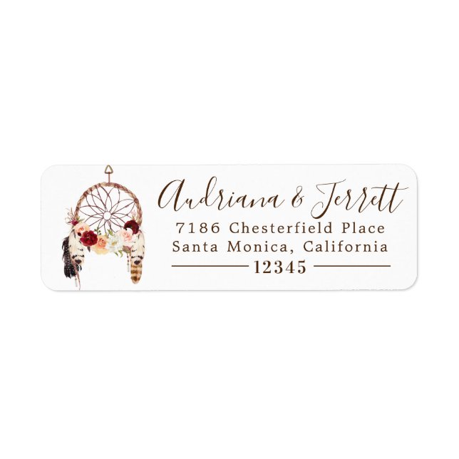 Blush & Peach Rose Boho Dream Catcher Adresse (Devant)