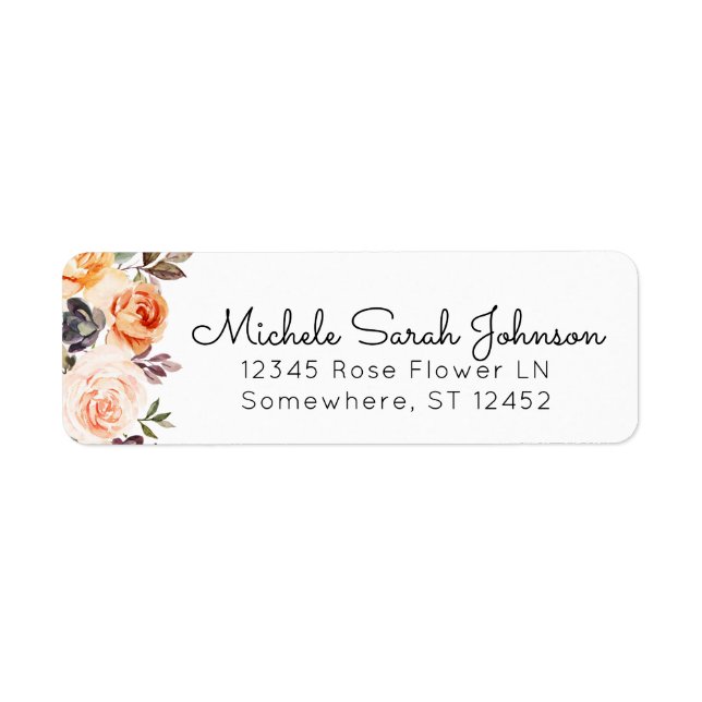 Blush & Peach Rustic Floral Adresse de retour (Devant)