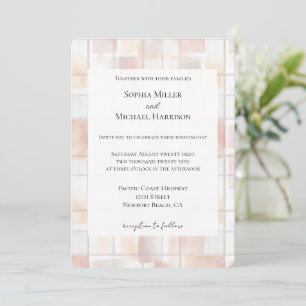 Blush Peach Squares Wedding Invitation
