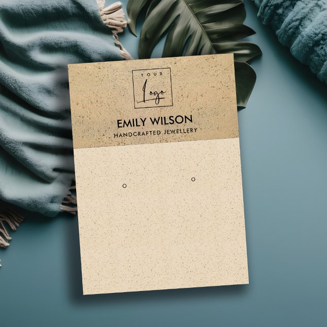 BLUSH PEACH TERRACOTTA RUSTIC LOGO EARRING DISPLAY BUSINESS CARD (Creator Uploaded)