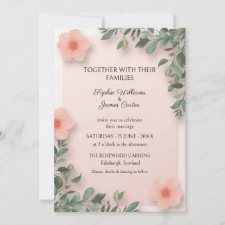 Blush Peach Tropical Floral Wedding Invitation