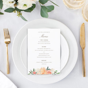 Blush Peach Watercolor Floral Custom Colour Menu