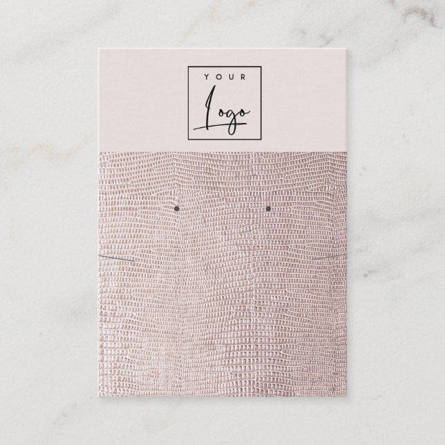Blush Pearl Leather Texture Earring Necklace Logo Business Card (Front)