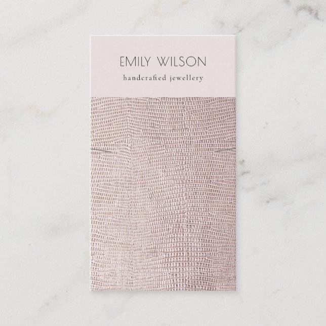 Blush Pearl Leather Texture Necklace Display Business Card (Front)
