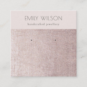 Blush Pearl  Leather Texture Stud Earring Display Square Business Card
