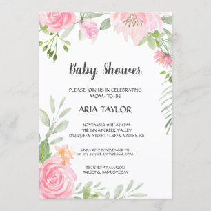 Blush Peonies Baby Shower Invitation